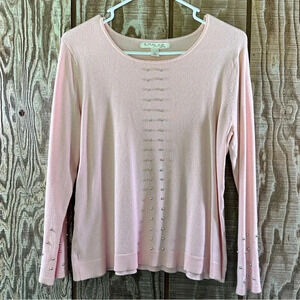 Emaline Long Sleeve Beaded Top Sz PL (Light Pink)